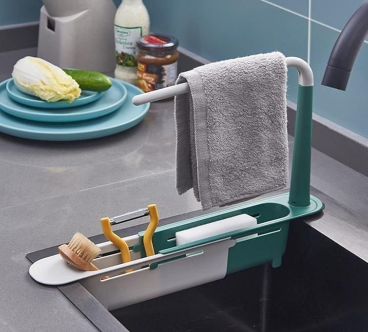 Adjustable Sink Drain Rack – Space-Saving Kitchen Organizer