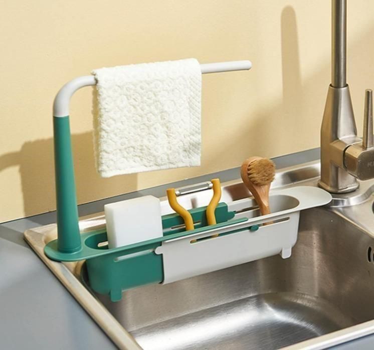 Adjustable Sink Drain Rack – Space-Saving Kitchen Organizer