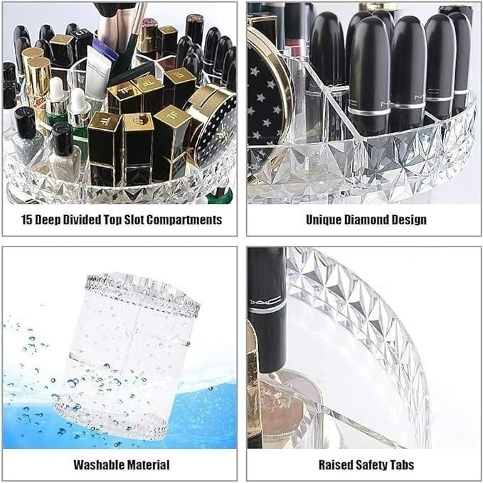 Makeup Organizer Box Case with 360° Rotation – Vanity Storage