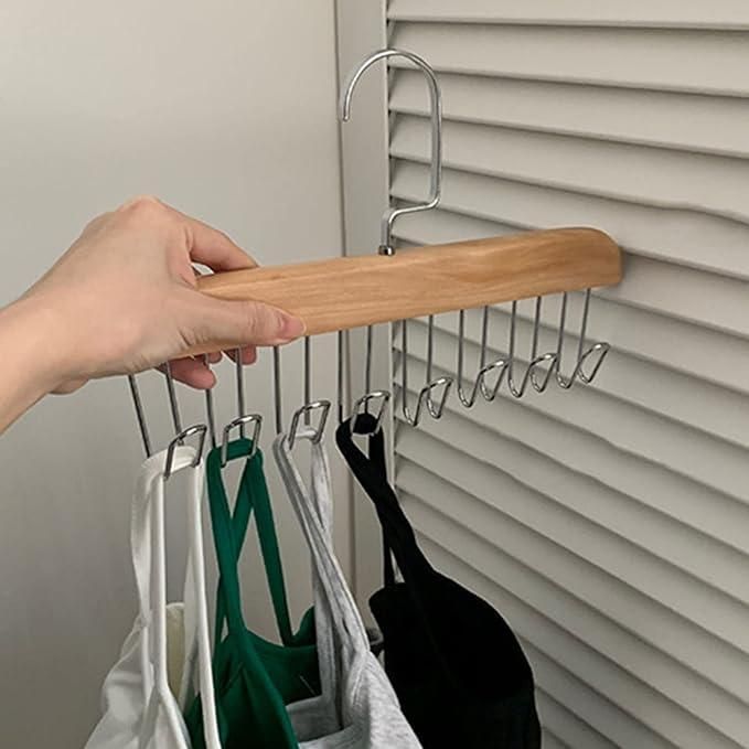Multifunctional Wooden Hanger Set with Metal Hooks – Pack of 2