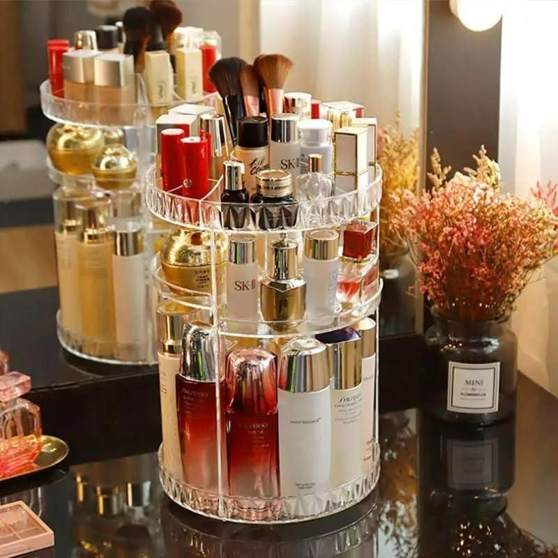 Makeup Organizer Box Case with 360° Rotation – Vanity Storage