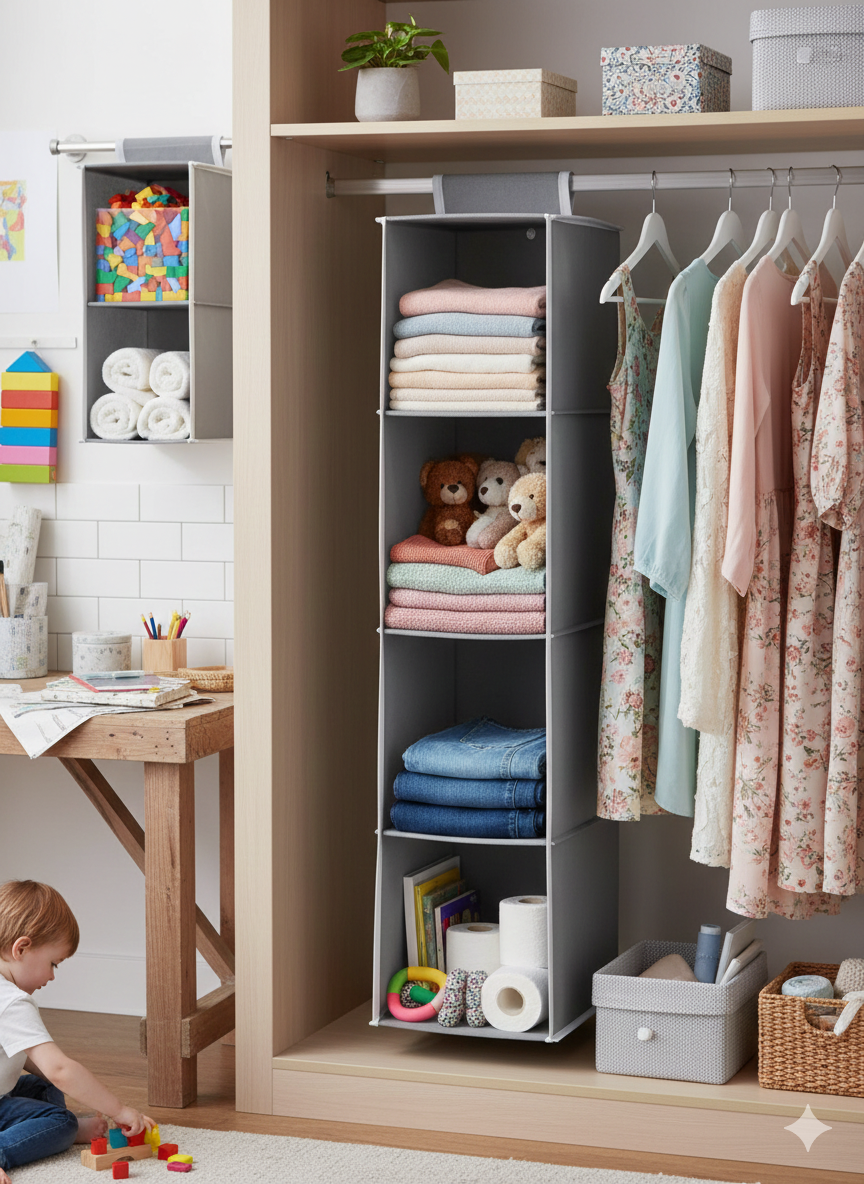Compact Wardrobe Storage Organizer with 3 Compartments